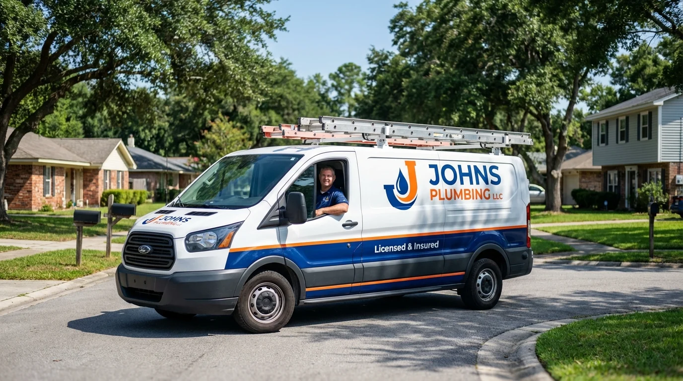 Johns Plumbing LLC service van in Port Saint Lucie, FL