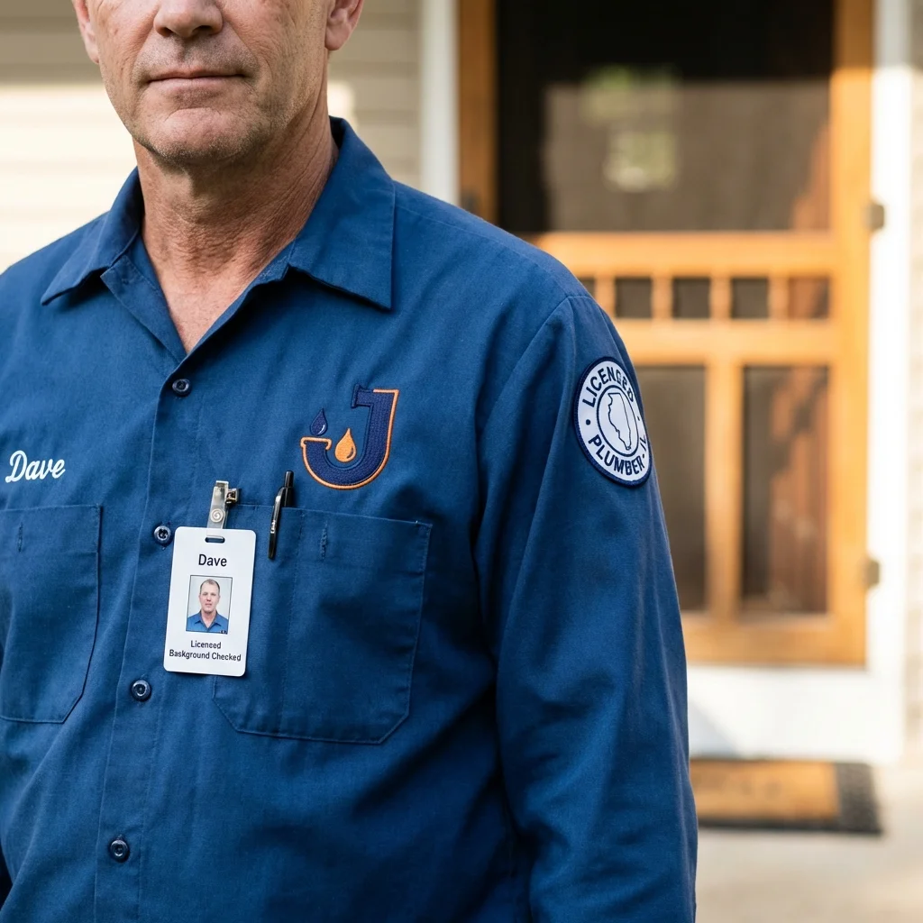 Licensed plumber showing ID badge in Port Saint Lucie, FL