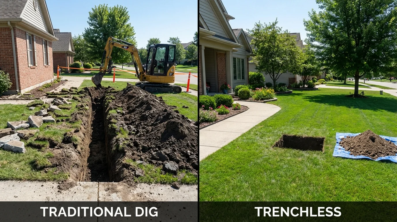 Trenchless sewer repair with minimal yard damage versus traditional excavation in Port Saint Lucie, FL